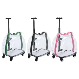 Pet Dog Cat Trolley Case Luggage with Wheels Carrying Transparent Suitcase Breathable Pet Cat Carrier Pet Stroller