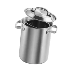 Stainless Steel Heavy Duty with Strainer Basket and Lid Soup Pot Multipurpose Frying Pan for Hotel Commercial Canteens Household